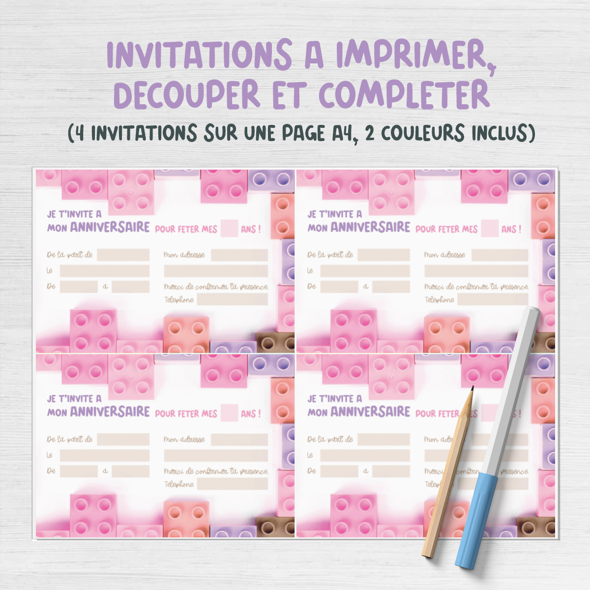 Invitation Stitch - Carton d'invitation - Fête d'enfants