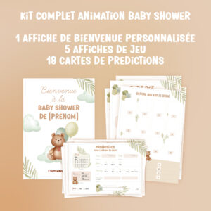 16 Cartes pour 4 joueurs jeux Baby Shower